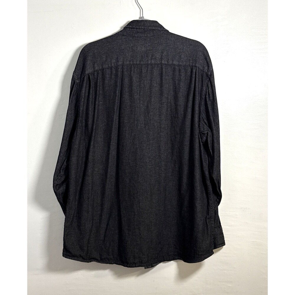 Wrangler Authentics Men's Denim Shirt Size XL Black Wash 100% Cotton Western - Picture 2 of 6